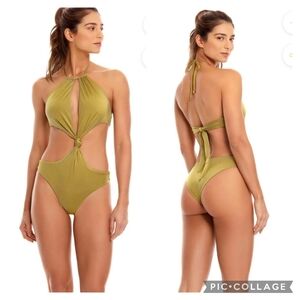 Agua bendita tutti green Knotted one piece bikini size large nwt